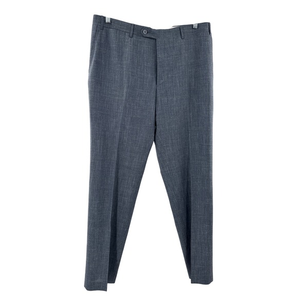 Canali Travel Mens Blue Grey Wool Silk Linen Dress Pants Trousers IT 54 US 38 R